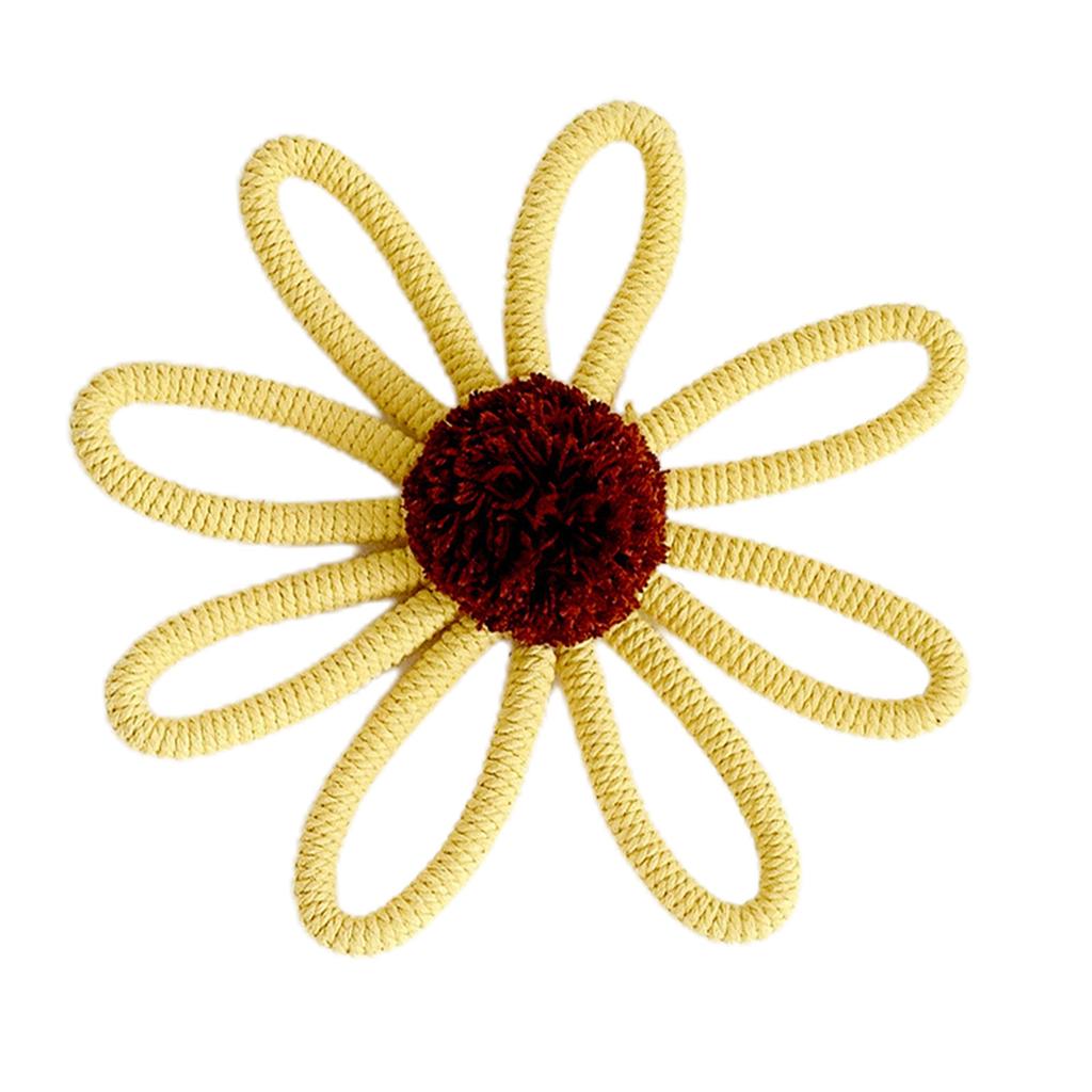 Bohemian Sunflower Wall Art Hanging Ornament for Baby Girls Bedroom Decorations Handmade Woven Flower Pendant Decor