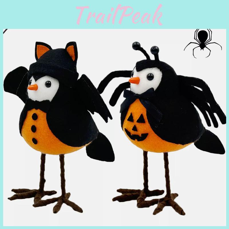Décorations d'Halloween Douces et Veloutées Araignée Chauve-Souris et Oiseau en Peluche Pour des Expositions Festives