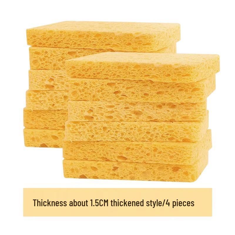 Set of 4 Natural Wood Pulp Kitchen Sponges - Magic Nano Cleaning Wipes