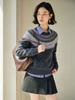 Women's Fair Isle Gradient Wool-Cashmere Silk Sweater, Round Neck Retro Knit