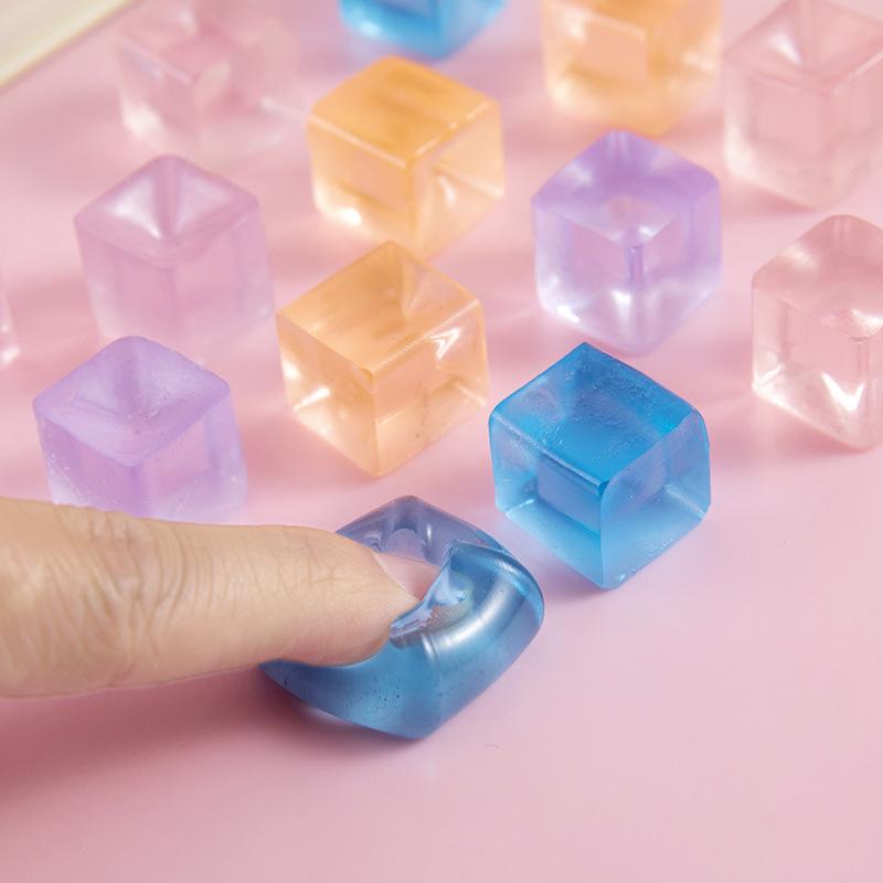 Ice 10Pcs Block Pinching Plush Toy Square Soft Mud Pressure Ball Squeezing Toy Pressure Relieving Sensory Toy Children Adult