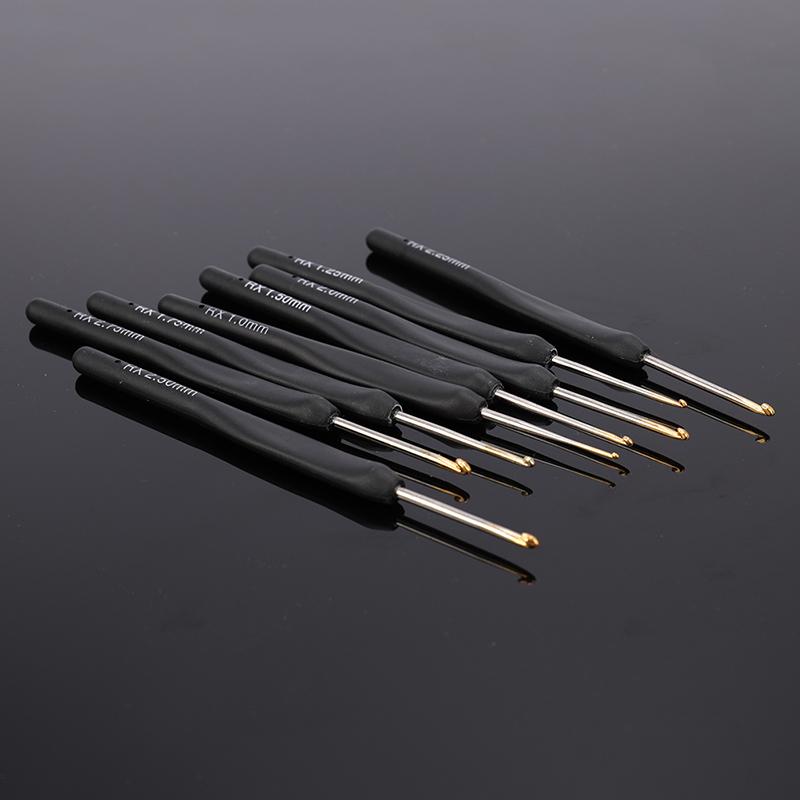 8ks/sada Černé pletací jehlice Háčky na háčkování pro kutily