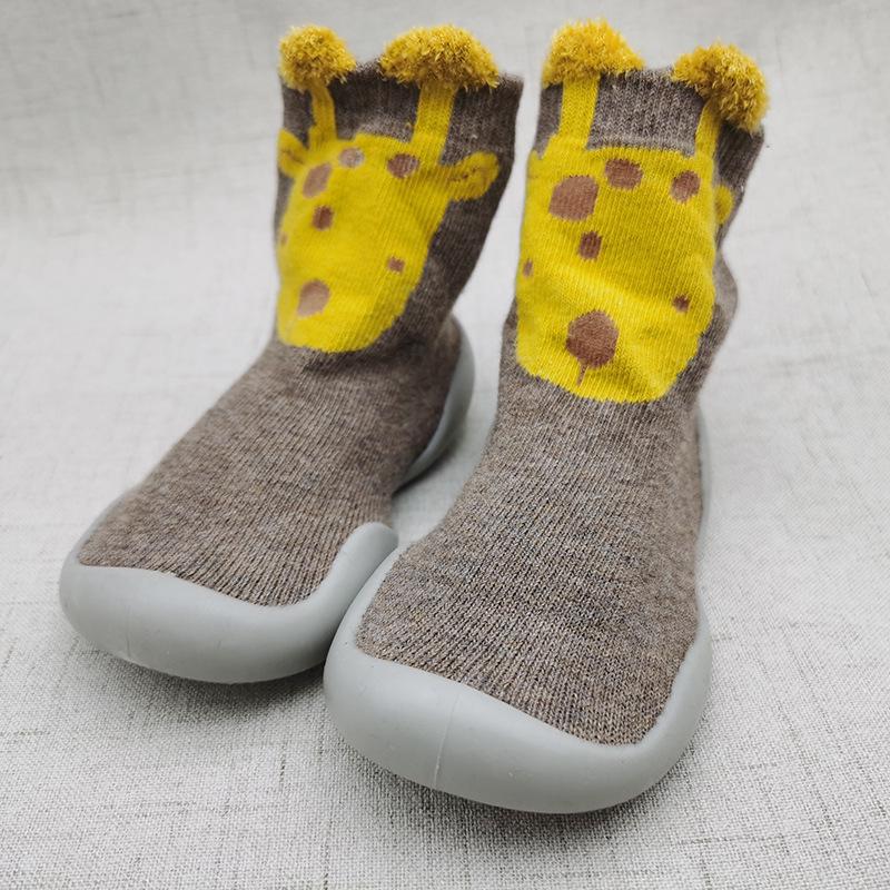 Spring-Autumn Cotton Cartoon Baby Floor Socks Shoes - Breathable Rubber Sole Toddler Shoes