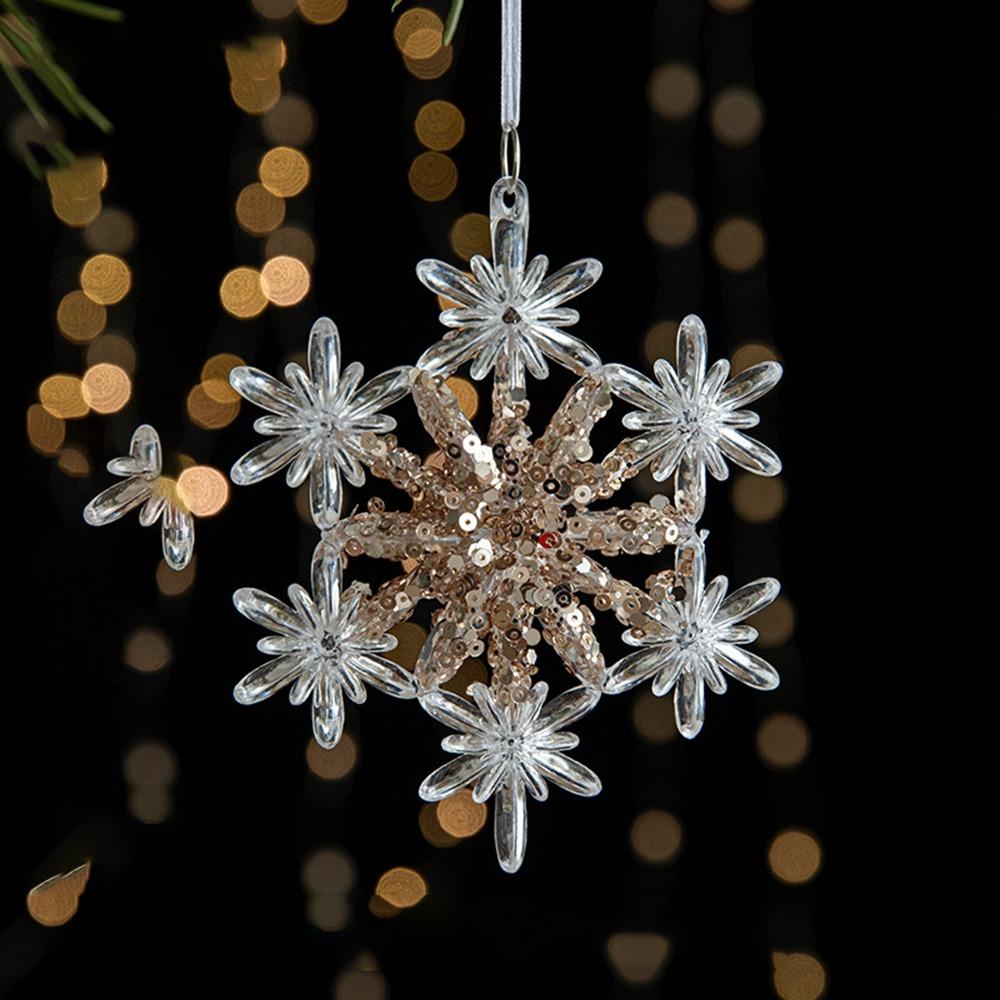 Snowflake Christmas Tree Ornaments Acrylic Crystal Hanging  Merry Christma