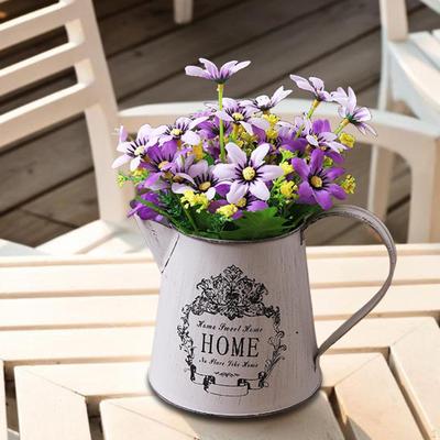 Iron Jug Vase Metal Flower Retro Photo Prop Bucket Floral Container for Wedding Office