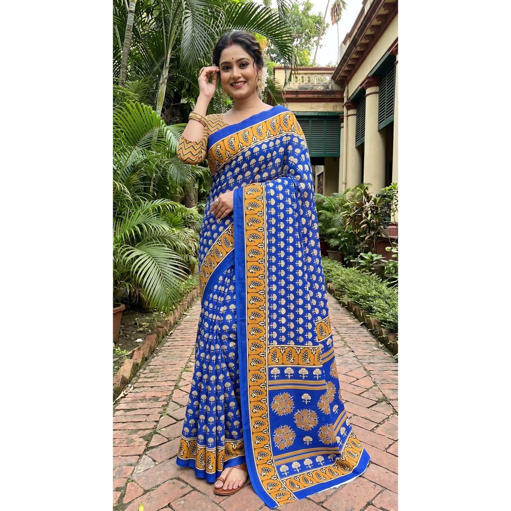 New Launch Beautiful Bagru Printed Saree Collection