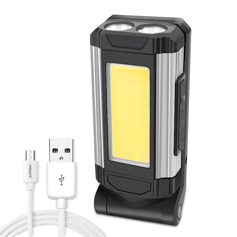8000mAh High Power Portable COB Magnetic Work Light Rechargeable LED Flashlight Super Bright Camping Waterproof Car Repair Lamp with Brackets