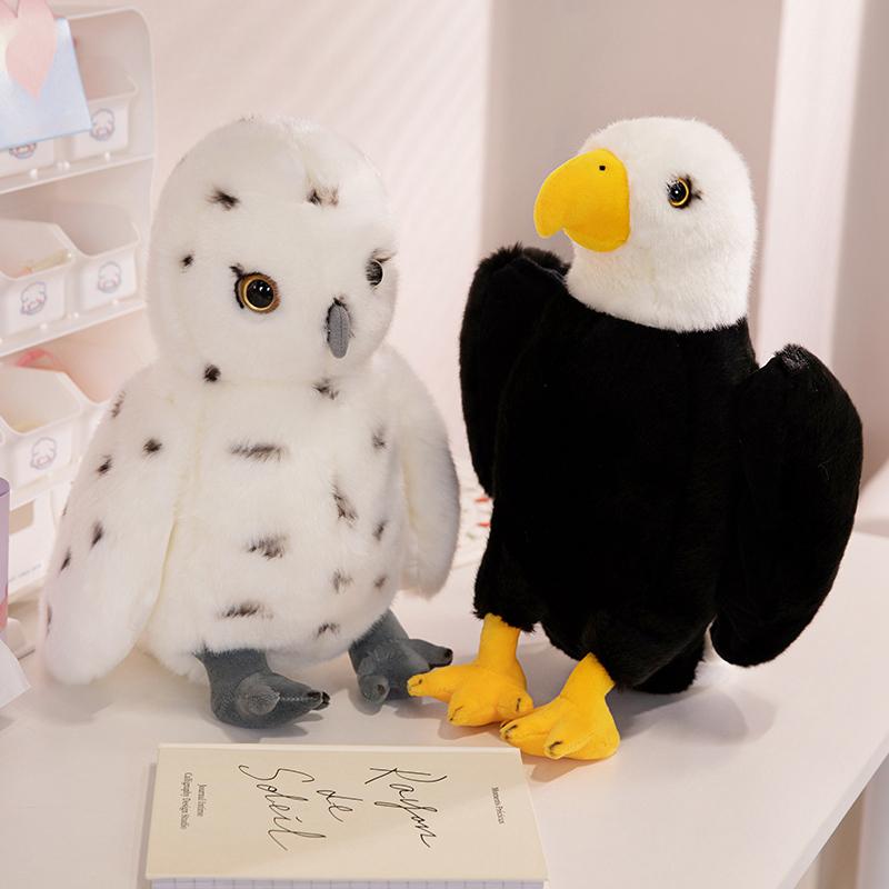 25/35cm Lebensechte Amerikanische Uhu Plüschtiere Weiche Stofftiere Realitätsnahe Vogelpuppen für Jungen Mädchen Geburtstagsgeschenk Heimdekoration