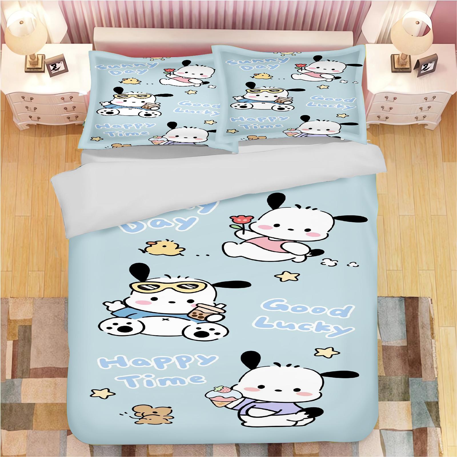 

Sanrio Pochacco Duvet Cover Set Comforter Bedding 3D Children S Bedding Set 3-Piece 1 Quilt Cover King Size 90X200CM