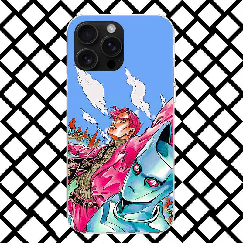 JoJo Kira Yoshikage Killer Queen Phone Case for iPhone 17 Air 16 16E 15 14 Plus 13 Mini 12 11 Pro Max 7 8 + SE 2020 Soft Cover F