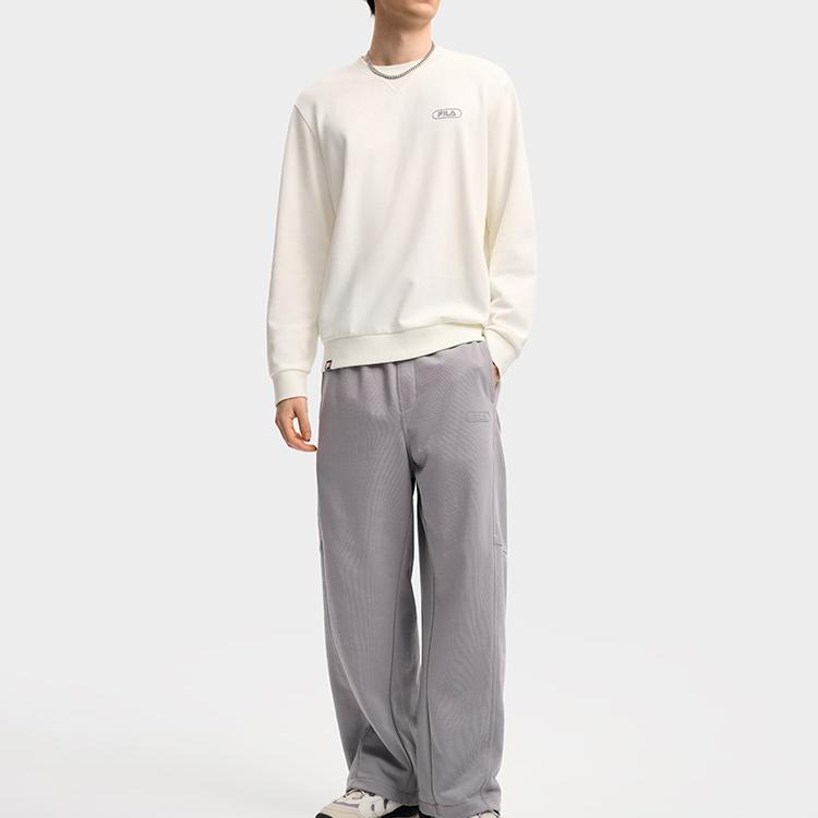 Fila Original Trendy Fashion Classic Retro Comfortable Casual Loose Pullover Crewneck Sweatshirt Men Sweatshirt Cloud-White F11M549212FIV