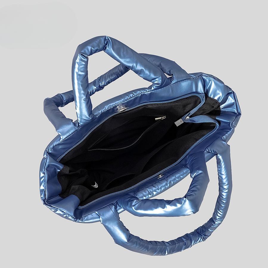 Square Tote Bag Women's Winter Soft Puff Shoulder Nylon Large Capacity Cloudy Bag