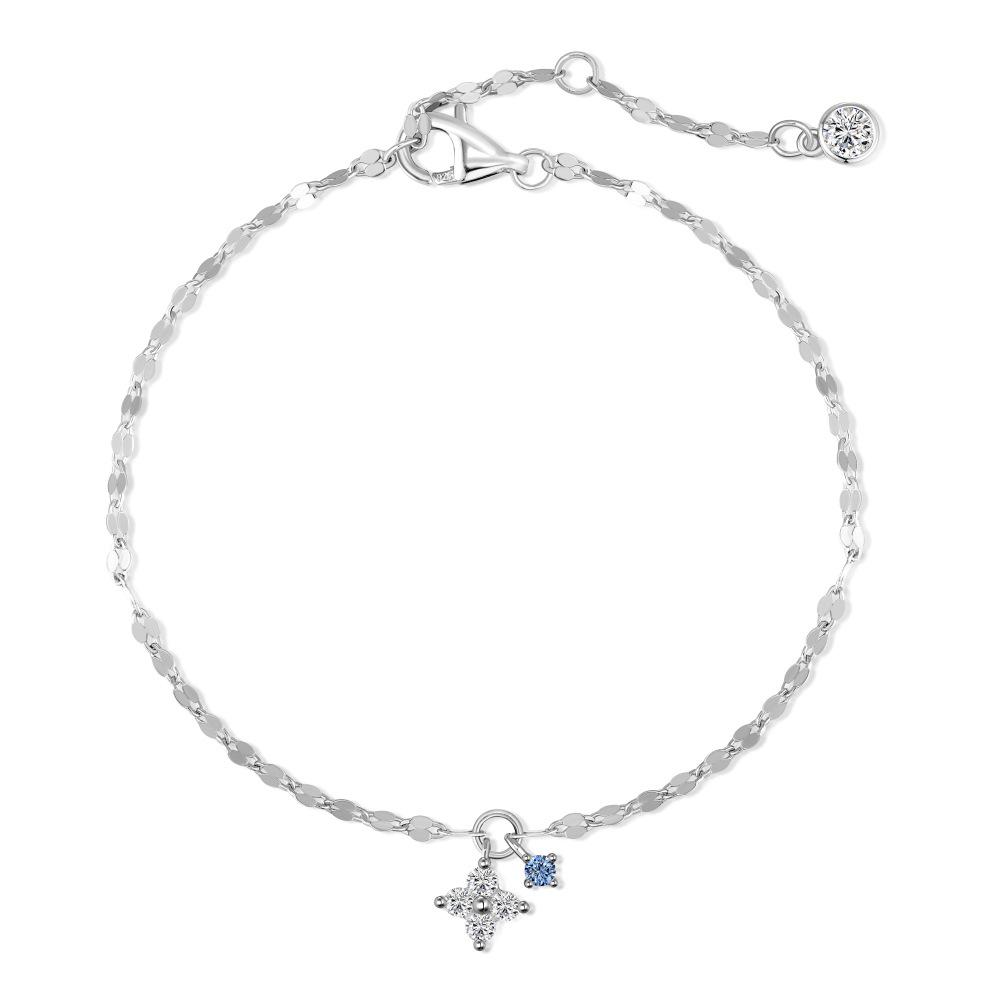 

Korean-Style S925 Sterling Silver Four-Leaf Clover Bracelet for Women - Elegant, Exquisite, and Super Shiny Lip Chain. Sterling Silver