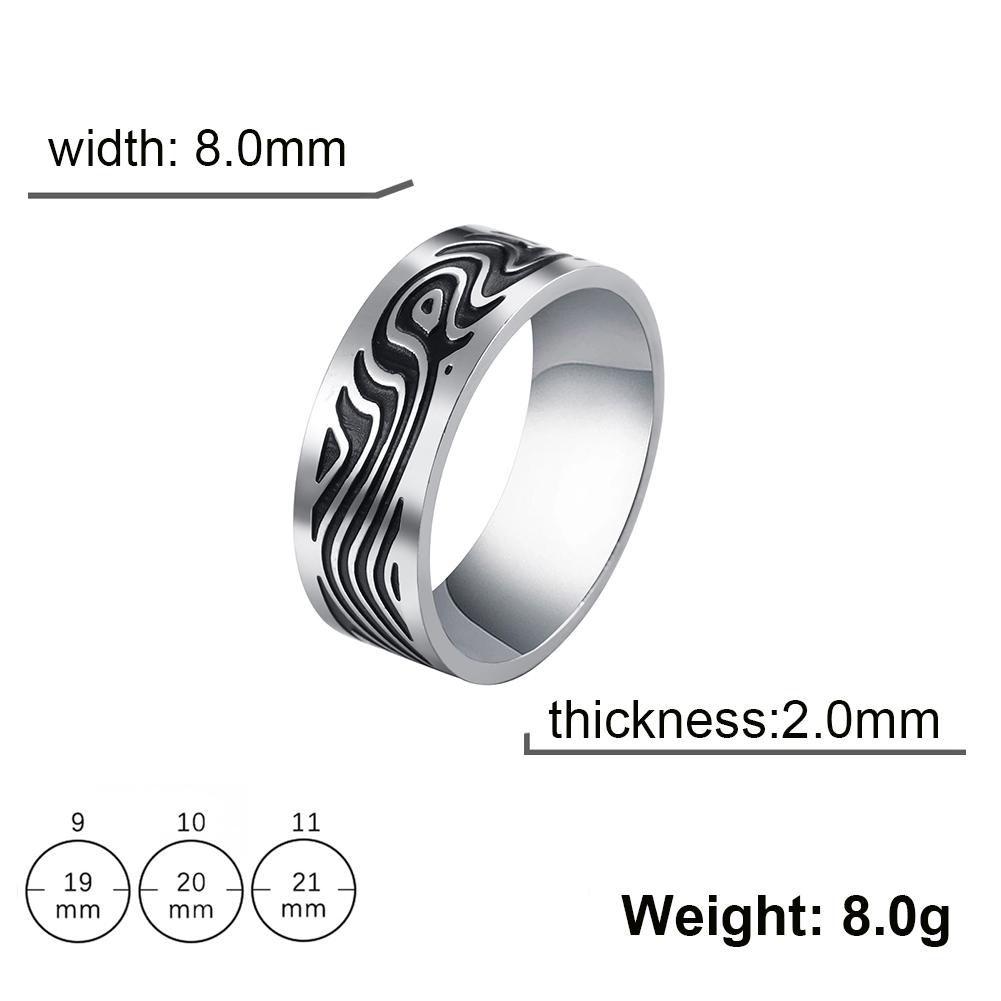 Stainless Steel Ring for Men Women 8MM Wide Geometric Casual Finger Rings Jewelry Wedding Gift for Lover
