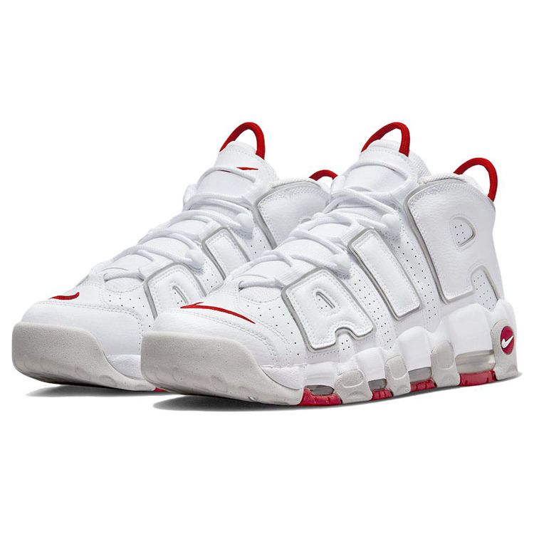 Nike Air More Uptempo 96 White Grey Red Men Sneakers University-Red Grey-Fog DX8965-100