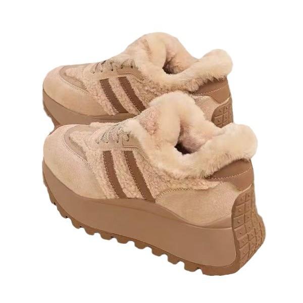 Winter neue Damenmode extra dicke rutschfeste erhöhende Schneestiefel runde Spitze dicke Sohle bequem warm lässig Transport