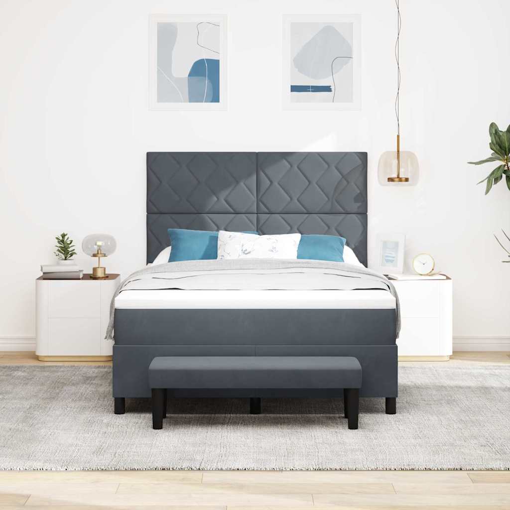 Boxspring Bed with Headboard Dark Grey 140 x 200 cm Velvet