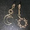 Women Stylish Sun Moon Asymmetric Earrings Simple Long Tassel Earrings