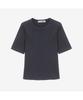 BASIC HOUSE Women'S Ribbed Short Sleeve T-Shirt Dark Grey Lyts3201