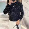 Spring 2024 Men's Sweater Patchwork Assorted Colors Skin-Friendly Fabric Fashion Versatile Top Casual Long-Sleeved Bottoming Shirt