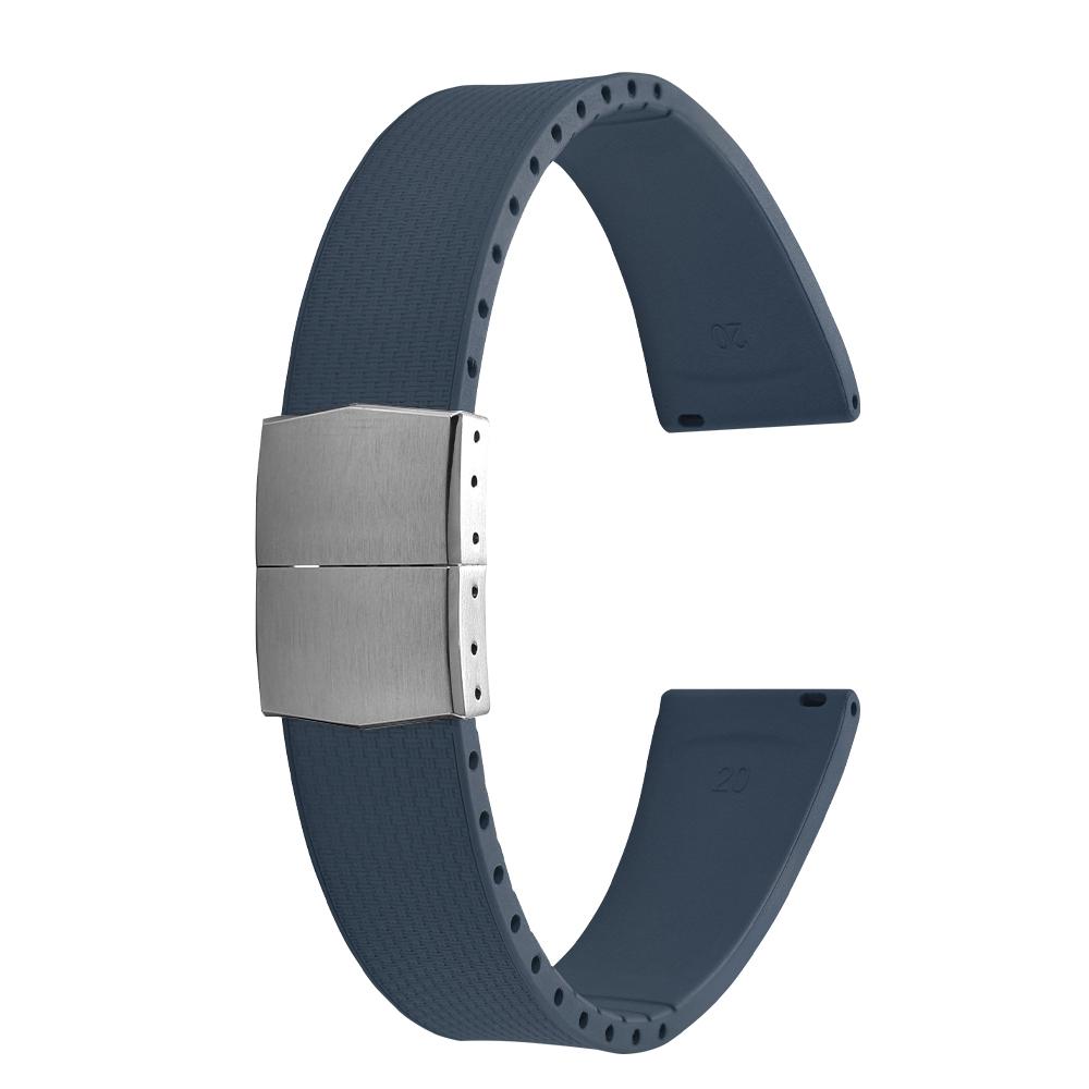 20mm Delugs CTS FKM Gummi Uhrenarmbänder mit 4 Farben Schmetterlingsschließe Einzigartige Textur Schnellverschluss Uhrenarmband für Markenuhr