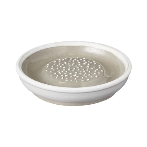 &NE Iwami-yaki Grater, Small, Hare to Ke x Motoshige, White, 10cm Diameter x 2cm Height, Made in Japan, Ceramic, One-Handed Grinding, Non-Slip, Microw