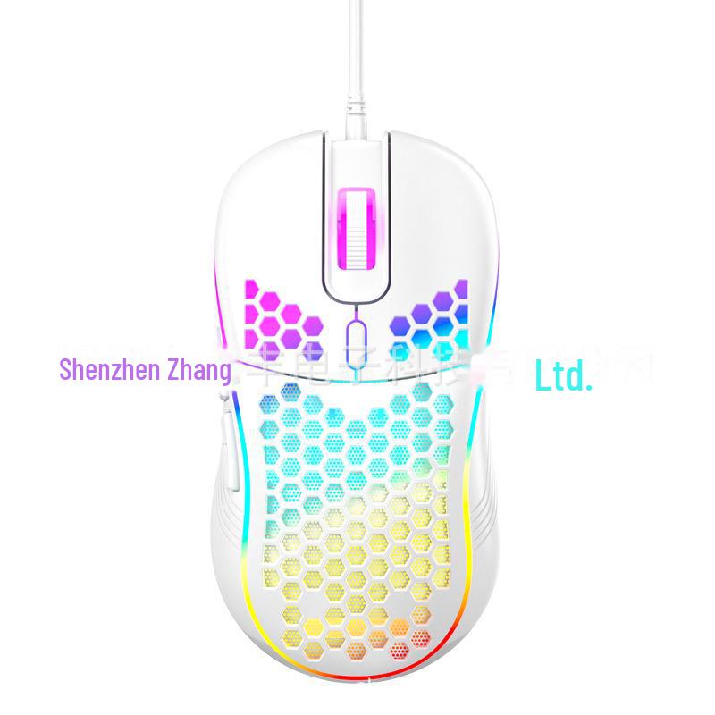 RGB Luminous Gaming Mouse with Wireless Hollow Honeycomb Design, Lightweight and TYPE-C Wired Charging.
