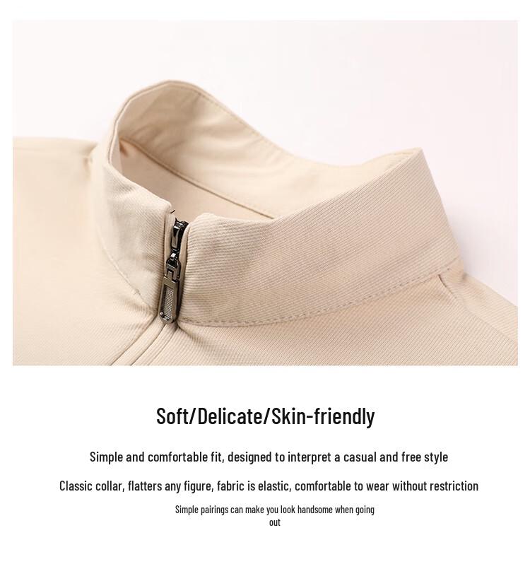 ROMON Men's Long-Sleeve Loose Fit Quarter-Zip Polo T-Shirt