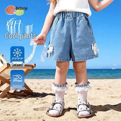Denim-Shorts mit Spitzen-Schleife für Mädchen