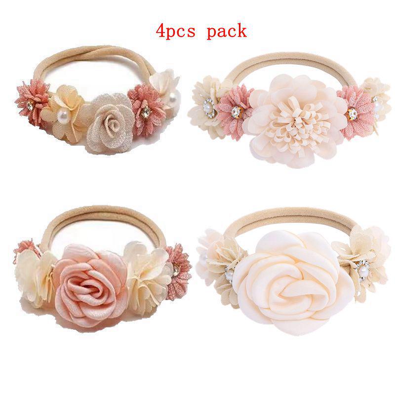 Children's Nylon Floral Headband Set - Elastic and Cute for Baby Photography