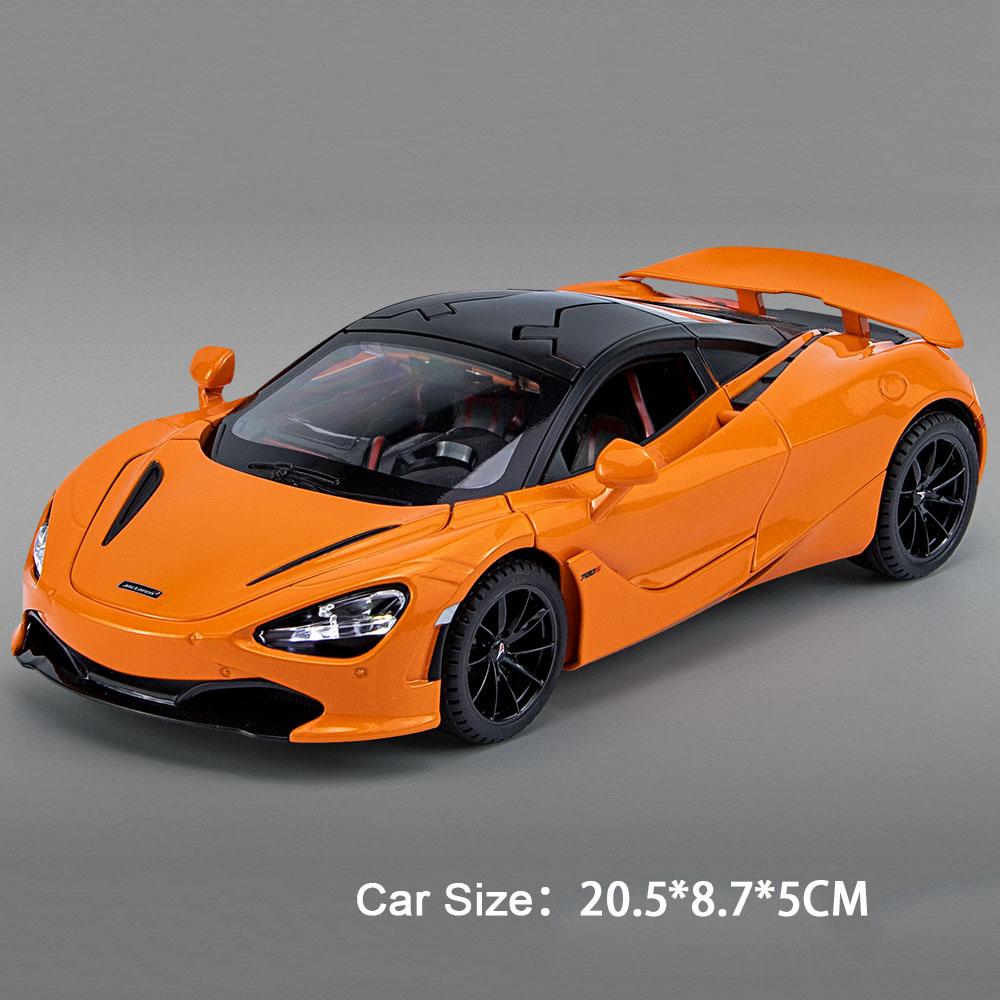 

1:24 720S Senna Sports Car Toy Model Alloy Diecast Doors Opened Light Music Miniature Supercar Models Kids Collection Gifts