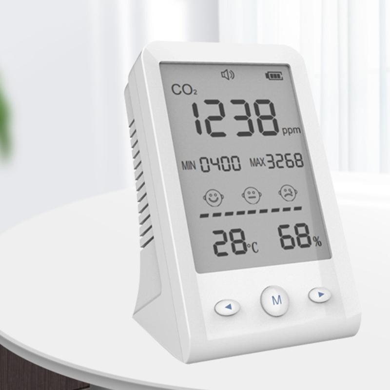 Easy Carry CO2 Temperature Moisture Monitor with LCD Display Small Air Quality Meter for Indoor Air Quality Measurement