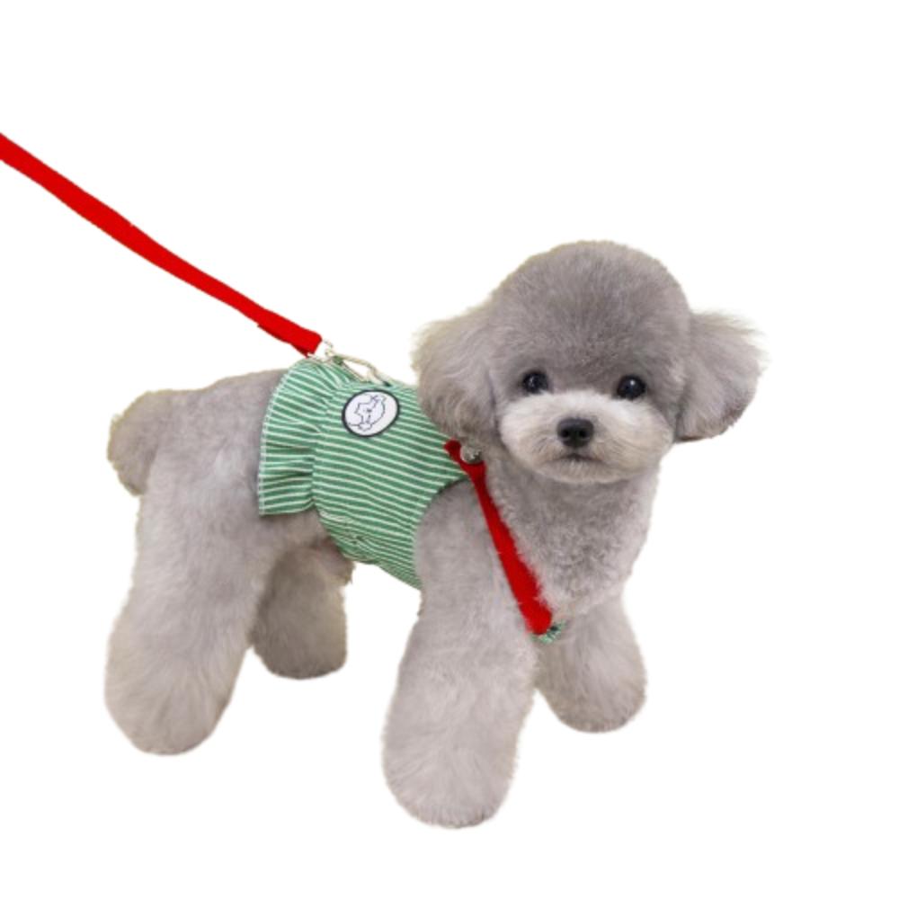 

Cartoon Pet Chest Back Traction Rope Comfortable Dog T-shirt Pet Clothing For Small Dog Cat S зелёный