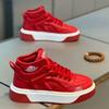 Winter new thick-soled high-top board shoes single cotton leather perforated casual shoes ok