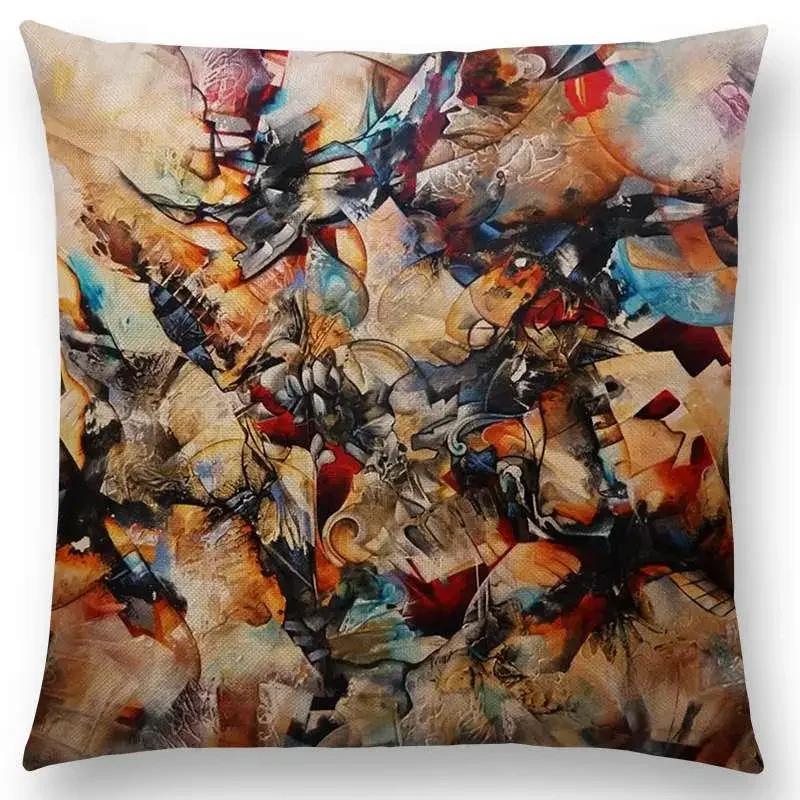 New Gorgeous Abstract Art Painting Mysterious Color Vortex Fantasy Geometry Retro Cushion Cover Car Sofa Throw Pillow Case