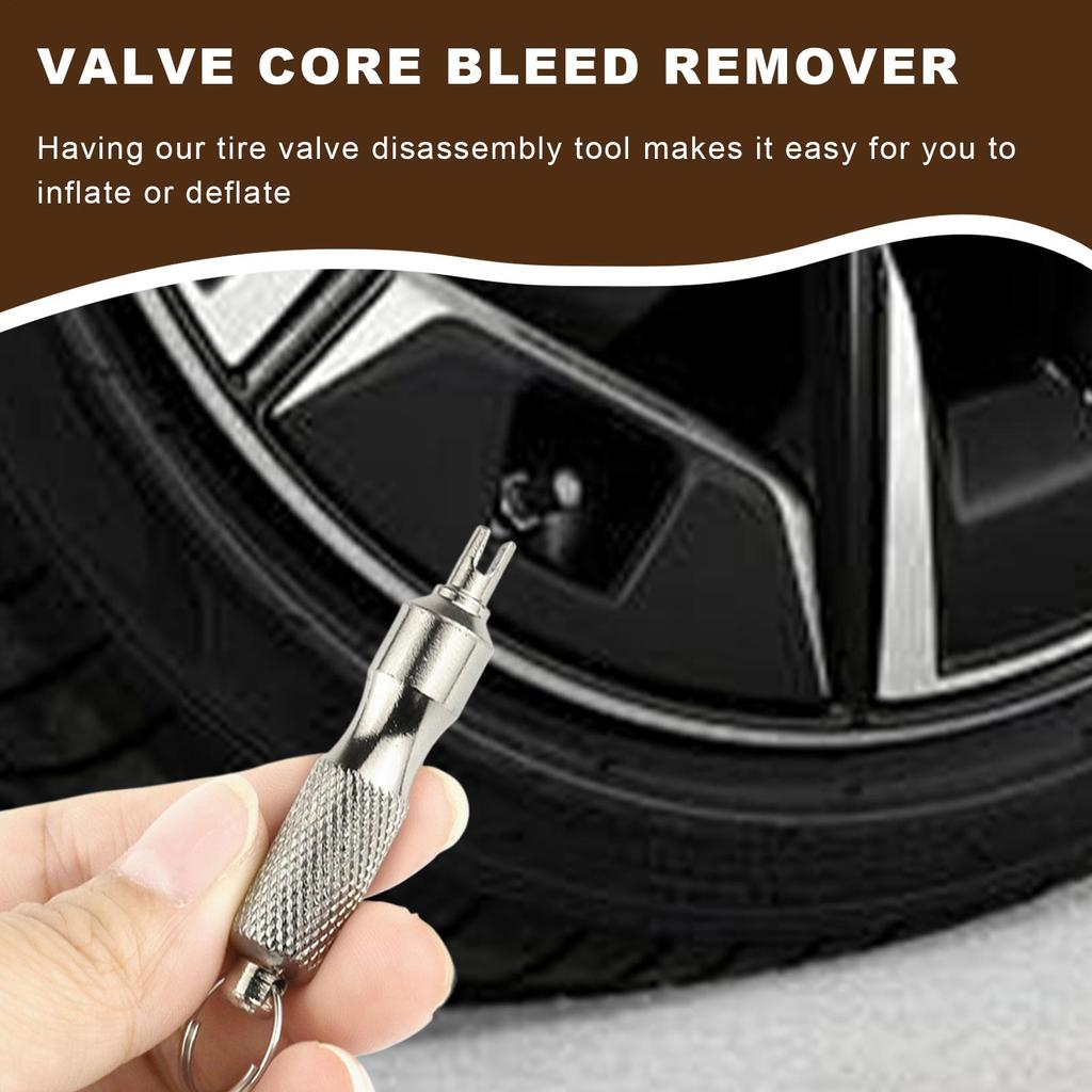 Tire Stem Removal Tool Valve Stem Remover Valve Core Tool Stainless Steel Keychain Valve Removal Tool Tire Valve Tool Core