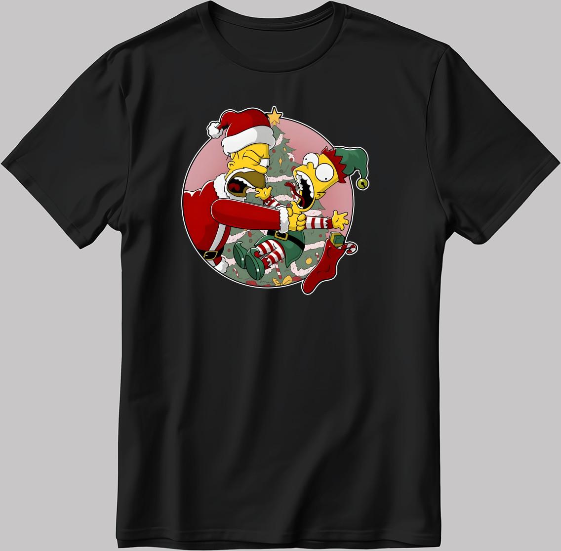 The Simpsons, drawing Christmas gift White-Black Men/ Women T Shirt KA211 M