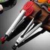 Silicone Head BBQ Grilling Tongs Anti-Scalding Cake Bread Tong Non-Stick Steak Tongs  Kitchen Use