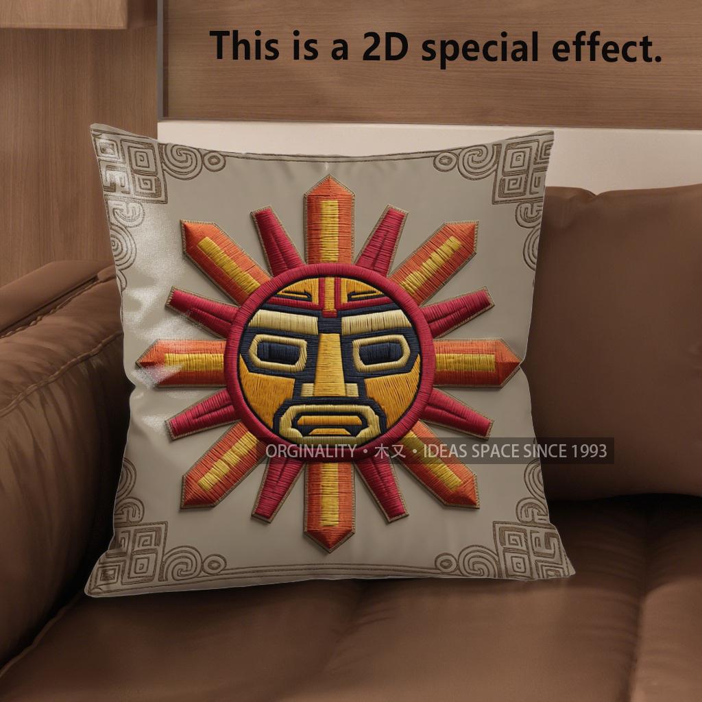 

2D Aztec Sun God Print Throw Pillow Covers Pattern Cushion Cover Suitable For Sofa Bedroom Car Pillow Cover 40x40cm