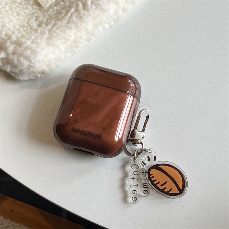 

Чехол для наушников Pro2 второго поколения Apple беспроводной Bluetooth оболочка третьего поколения ударопрочная коробка креативный стильный пятое поколение нишевый стиль AirPods 4 Spotted Brown + Coffee Bean Pendant