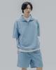 PSSHOPPER [2 Pack] Pigment Washed Cool Half-Zip Shorts Set [Sky Blue]