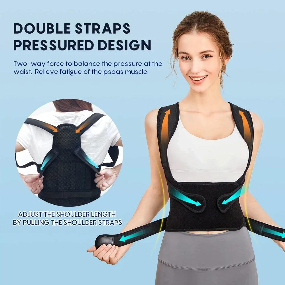 1Pcs Back Brace Posture Corrector For Men And Women, Full Back Support For Upper Lower Neck Shoulder Spine Pain - Scoliosis