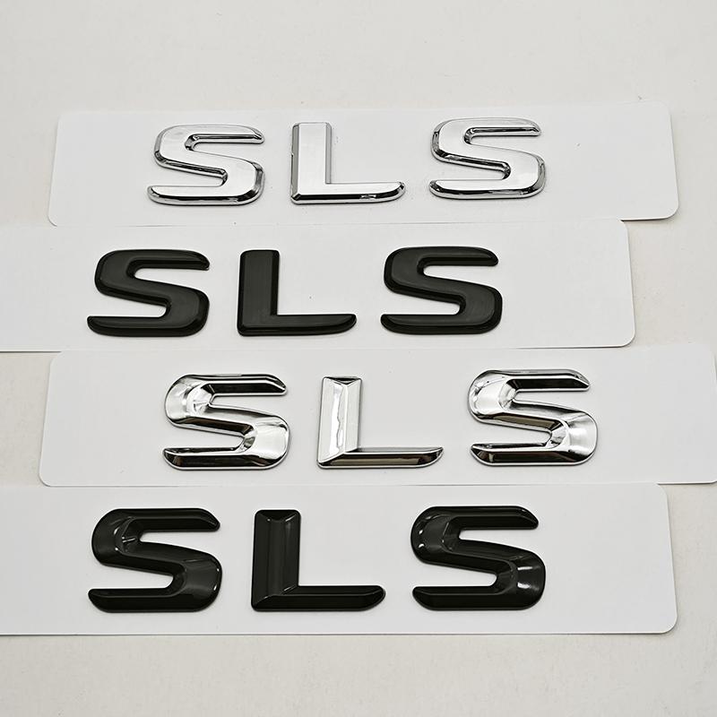 AATQ1 3D ABS Car Letters Logo SLS Badge Rear Trunk Emblem Decals For Mercedes Benz SLS C197 R197 Tail Marking Accessories