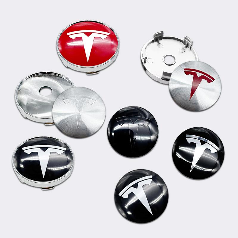 ICTB3 4pcs/set 60mm Tesla Car Wheel Center Hub Cap Cover Emblems Sticker Car Logo Car Styling Accessories for Tesla Model 3 Y S X