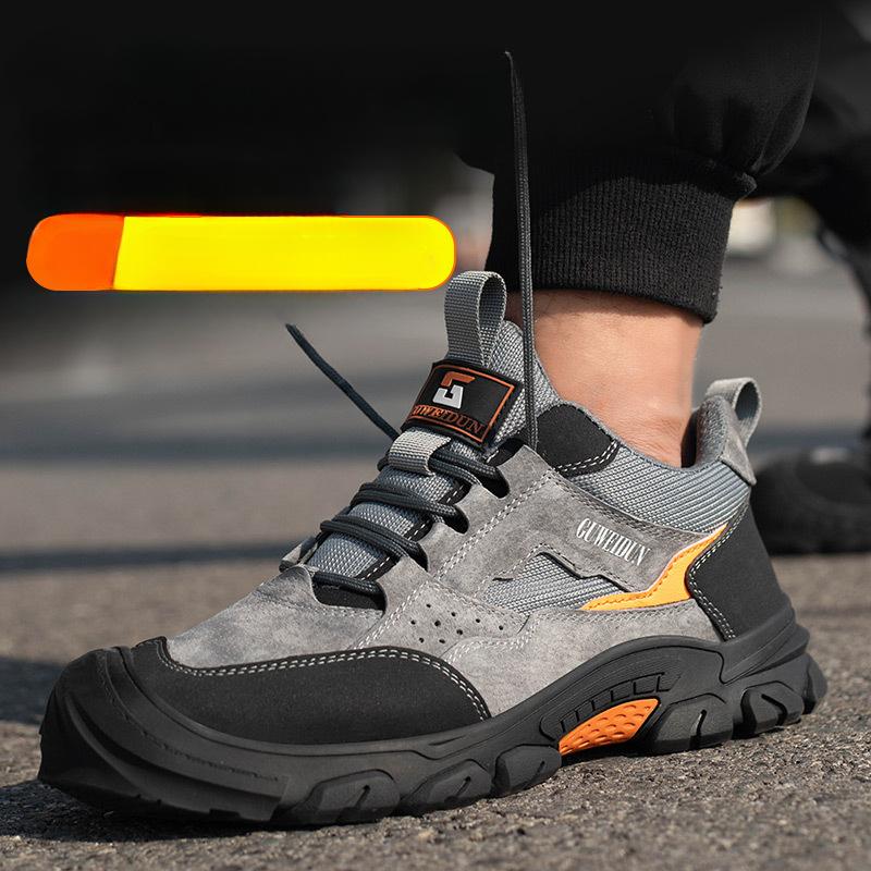 Men Safety Work Shoes Plastic Toe Safety Boots Fashion Lightweight Comfort Working Sneakers Anti-puncture Indestructible Shoes