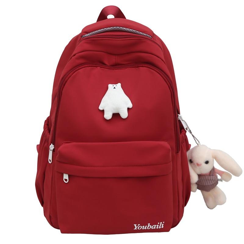 

Школьный рюкзак для средней школы, женский, однотонный красный