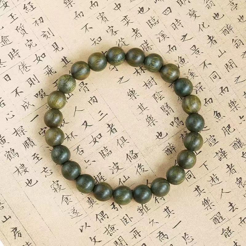 Natural Passion Seed Green Sandalwood Bracelet, Wooden Cultural and Play Ethnic Style Female Buddha Bead Sandalwood Bracelet.