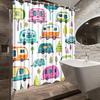Colorful Camper Van Travel Pattern Shower Curtain Machine Washable All Season Waterproof Privacy Protection Cartoon Designmodern
