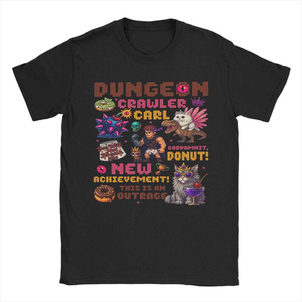Dungeon Crawler Carl Princess Donut and Mongo T Shirts Men Cotton Vintage TShirt Round Collar Tees Short Sleeve Tops Gift Idea