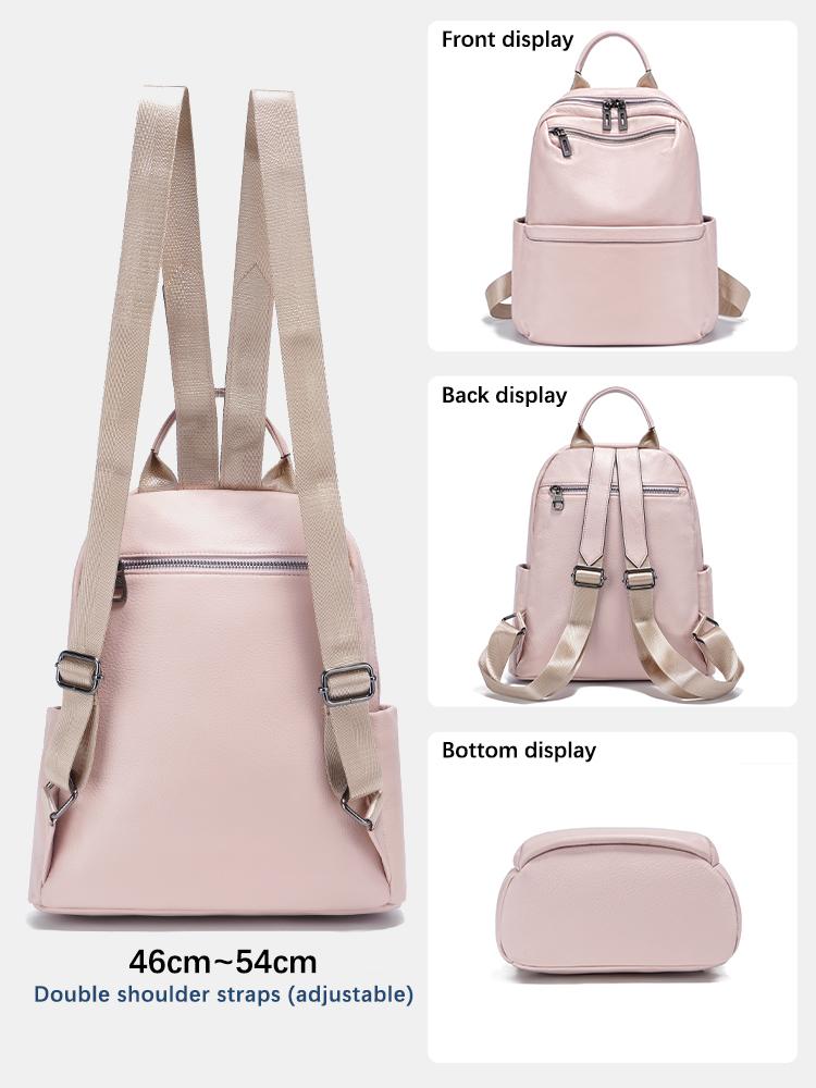 Zency Women's Daypack Travel Backpack Genuine Leather Large Capacity For Commuters Multi-pockets